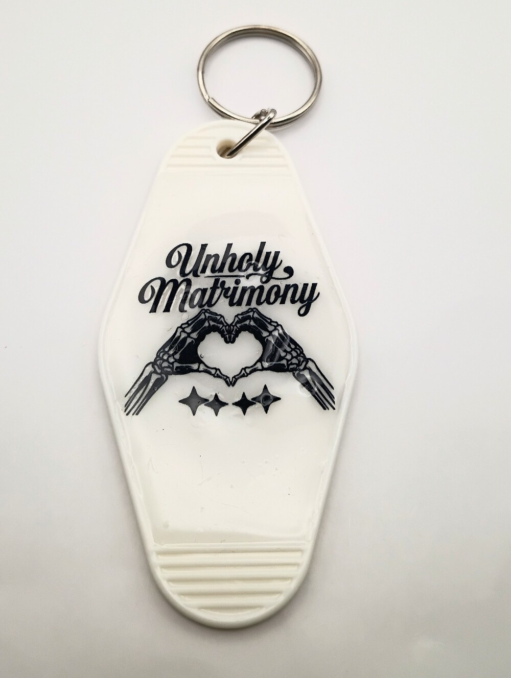 Motel Keychain Custom Retro Styled Unholy Matrimony  Keychain